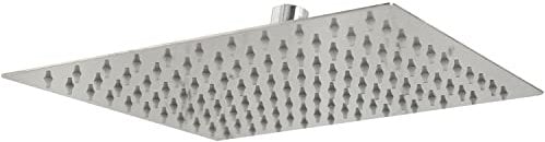 Grafner Duschkopf Regendusche eckig, 30 x 30 cm, 196 Anti-Kalk-Düsen, edel verchromt, DIN-Anschluss, Kugelgelenk, Antikalk-Filter, ultradünn, Brausekopf Dusche