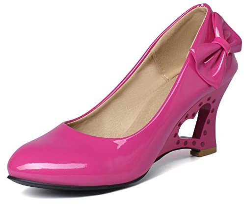 CHICMARK Decolleté da donna con zeppa e fiocco, Fucsia, 39 EU