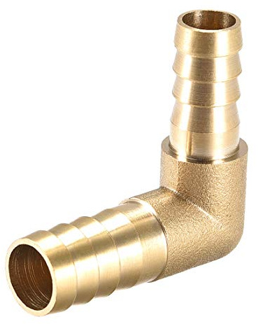 sourcing map Conector Manguera de Lengüeta de Latón 12mm a 10mm Codo | 1 Piezas, de Latón de 90 Grados, 90 Grados Codo Espiga para Manguera