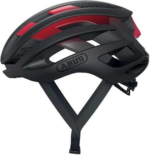 ABUS Rennradhelm AirBreaker - High-End Fahrradhelm für den professionellen Radsport - für Jugendliche und Erwachsene - Helm für Damen und Herren - Schwarz/Rot, Größe L