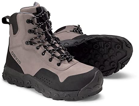 Orvis Clearwater Men’s Wading Boots - Durable Rubber Sole and Synthetic Leather Upper with Scratch-Resistant Toe, EVA Footbed & Stable Stud Retention, Gravel - 12