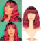 VCKOVCKO Ombre Color Natürliche gewellte Bob Perücke mit Pony Kurze Bob Perücken Damen schulterlange Perücken Schwarz bis Lila Curly Wavy Synthetic Cosplay(12,schwarz bis weinig)