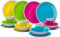 Flamefield Hello Summer - Servizio di stoviglie da 16 pezzi, piatti piani, piatti in melamina colorati