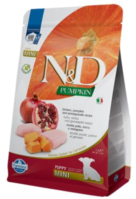 Farmina N&D Pumpkin Puppy Mini Pellets Hundefutter (Trockenfutter, mit hochwertigen Vitaminen und natürliche Antioxidantien, ohne Mais, Zutaten: Huhn und Granatapfel, Portionsgröße: 2,5 kg)