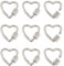 Cheriswelry 10pcs Carabiner Lock Hook Screw Clasps Heart Clips Connector Decorative Charms Closure Findings for Jewellery Bracelet Keyrings Crafts Making, Platinum