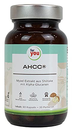 for you AHCC 60 Kapseln - 1.000 mg pro Tagesdosis Shiitake-Pilz zur Immununterstützung aus kultiviertem & fermentiertem Extrakt mit Alpha-Glucanen. Immunstimulierendes AHCC, hohe Bioverfügbarkeit