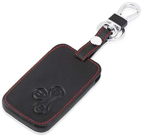 Wondder Étuis à Clés de Voiture en Cuir Couverture Porte-clés pour Renault Mégane R.S. Scenic 3 Boutons Keyless Protecteur Noir