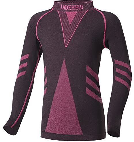 Ladeheid Thermounterwäsche Kinder Funktionsunterwäsche Thermoaktives Langarm Shirt Skiunterwäsche LAGI007 (Schwarz/Rosa, 146-152)