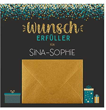 Herz & Heim® Klappkarte Wunscherfüller, personalisierbar mit Umschlag