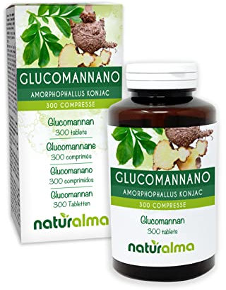 Glucomannane (Amorphophallus konjac) racines Naturalma - 150 g - 300 comprimés - Complément alimentaire - Naturel et Végétalien