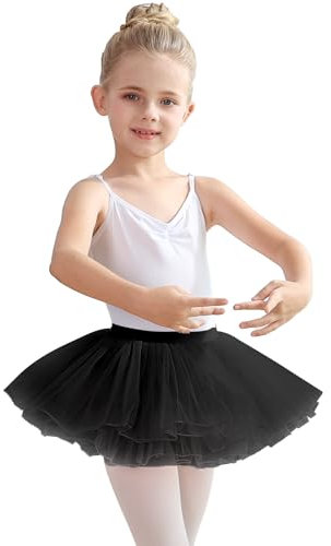 tanzdunsje Jupe de Danse Tutu, Ballet de Danse-Jupes Tutu pour Filles pour Enfants Filles 4 Couches Tutu en Tulle fête d'anniversaire Princesse(Noir，XXL)