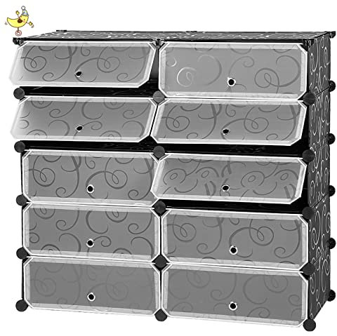 HUOLE Armoire Chambre Plastique Enfants Rose - Étagère Cubes Rangement Modulable DIY 10 Casiers - Meuble pour Vêtements, Chaussures, Jouets