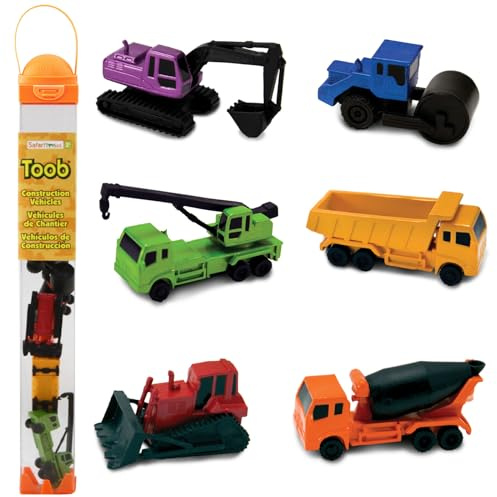 Safari Ltd. 6 Miniatur-Baufahrzeugfiguren | Lehrfiguren | Ungiftig und BPA-frei | Geeignet für Kinder ab 3 Jahren