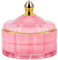 ALAMHI Glass Candy Dish Decorative Bowl, Apothecary Jars with Lids Bathroom Glass Jars for Cotton Ball or Cotton Swab Jewelry Storage Boxes with Lids, Crystal Pink Gifts for Women