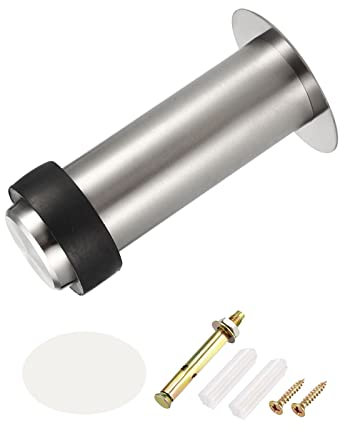 METALLIXITY Cylindrical Door Stop (100mm/3.94) 1pcs, Stainless Steel Doorstop Bumper Wedge Wall Protector with Screws - for Furniture Decor, Silver Tone