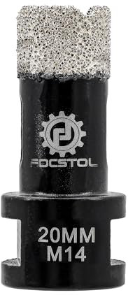 FOCSTOL Foret Diamant - 20mm Scie Cloche Diamant Brasée Sous Vide pour Porcelaine Carrelage Céramique Marbre Granit Quartz M14 Filetage