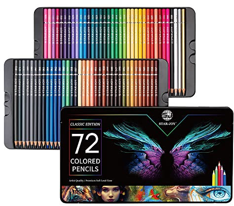 SJ STAR-JOY 72 Buntstifte für Erwachsene, hochwertiges Malstifte-Set, hochwertige Buntstifte auf Ölbasis, Urlaubsgeschenke für Künstlerzeichnung