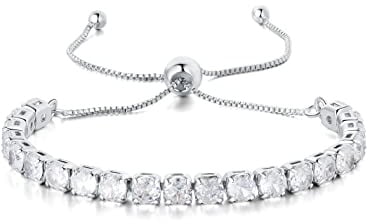 GW EinstellbarTennisarmbänder für Damen Armkette Gold, Zirkonia Kristall Armbänder für Frauen
