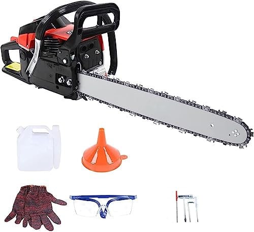 Gas Chainsaw 60cc 2-Cycle Gasoline Powered Chainsaw 20 Inch Handheld Cordless Petrol Chain Saws for Forest, Wood, Garden and Farm Cutting Use