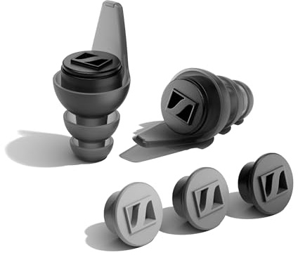 Protections auditives Sennheiser SoundProtex Plus - Protection auditive réutilisable avec 4 filtres interchangeables - Son Haute fidélité à Un Niveau sonore sécurisé - Noir