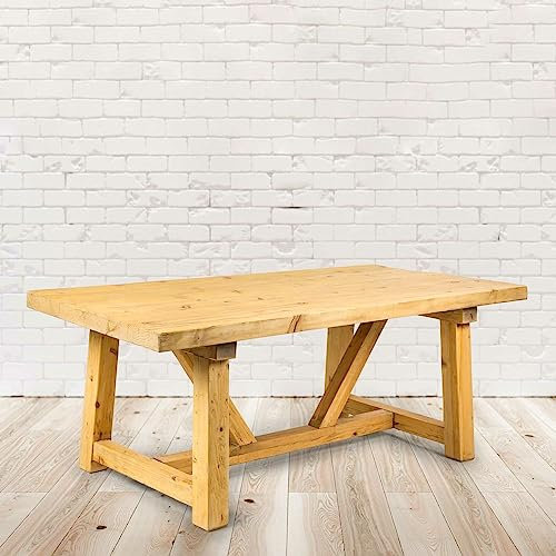 trends4cents PureHaven Rustikaler Massivholztisch 200x100x76 cm Esstisch Vollholz Unikat handgefertigt Kiefer Vintage stabil und standsicher Landhausstil