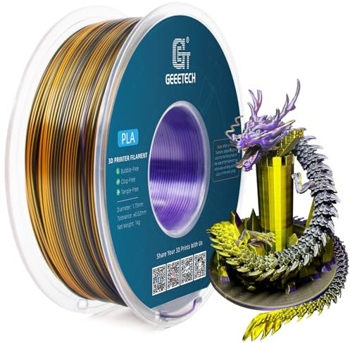 GEEETECH Tricolor Silk PLA Filament 1,75mm, 3D Drucker Filament 1KG/Spule, Silk Lila Gold Schwarz