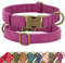 Didog Hundehalsband aus weichem Leder, langlebig, strapazierfähig, mit Schnellverschluss-Metallschnalle, verstellbar, violett, für mittelgroße und kleine Hunde, Lila, Größe M