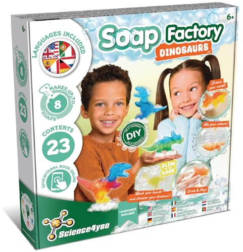 Science4you Dino Lab Seife machen Kit für Kinder, Machen Sie Ihre Eigenen Seifen Mit Dinosaurier, Glow-In-The-Dark Dino Handwerk Kits, Kunst und Handwerk Geschenk für Mädchen & Jungen 6 7 8 9+