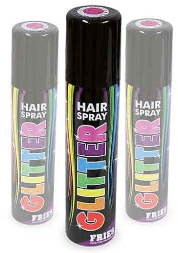 3x pinkfarbenes Glitter-Haarspray im Sparpack! 3 Dosen zu je 100ml. Glitterspray pink für Festival, Konzert, Disco, Party, CSD, Karneval, Fasching, Halloween