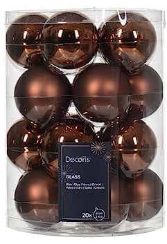 Kaemingk Weihnachtskugeln Glas 6cm x 20 Stück Christbaumkugeln Espressobraun lederbraun - Schokobraun - kastanienbraun - kupferbraun - Zimt