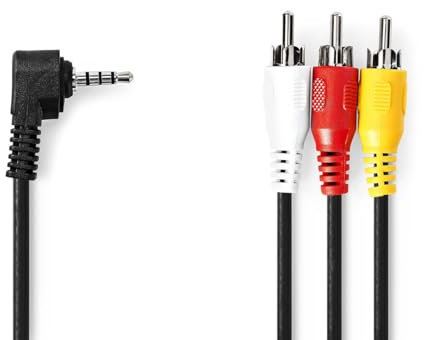 NEDIS Audio Video Cable, Composite AV Cable with 3.5mm Male Jack to 3x RCA Male Connectors - 2.0m