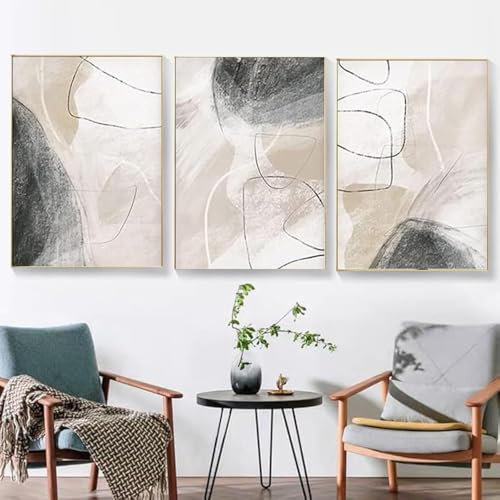UGZDEA Abstrakt Leinwand Poster 3er Set, Moderne Geometrie Formen Leinwand Bilder Wohnzimmer Schlafzimmer Deko Bild-Ohne Rahmen(B,3x40x60cm)