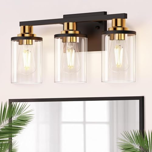 DORESshop Bathroom Light Fixtures Over Mirror, Black and Gold Vanity Lights