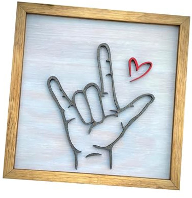 Wupocicle I Love You Sign Language Ornament, The Original I Love You Hand Sign ASL Ornament Wood, Creative Handicrafts Wall Art Hanging Ornament for Home Living Room Bedroom (small)