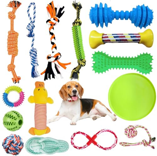BNWRRCVKE Hundespielzeug Set, 15 Pcs Seil Ball Hunde robuste Zähne Kauen langlebig Spielzeug Zahntraining Set Für Kleine mittelgroßen Hund Interaktives Hundespielzeug zum Zähneputzen Unzerstoerbar