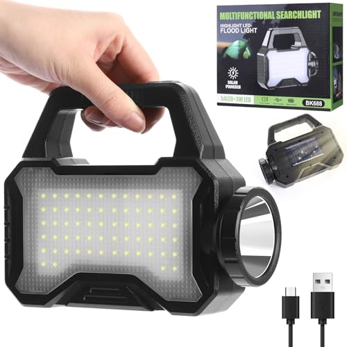 yeatem Linterna solar, linterna multifunción linterna solar, linterna LED, cargador de teléfono celular, carga USB, señal de emergencia y emergencia, adecuada para pesca, camping al aire libre