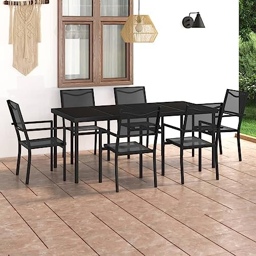 FUDUGEHMIOFWFJJ glasplatte Tisch,küchentisch klein,Tisch mit 4 stühlen Set,7-TLG. Garten-Essgruppe Stahldining Table Set 4 Chairs,bistrosets,Patio Tisch und stühle Set,
