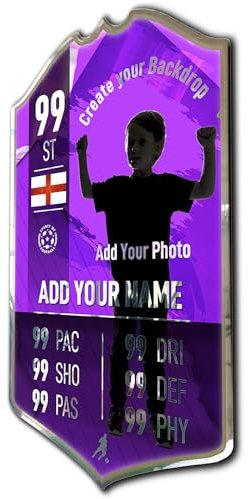 Mirror Finish Personalise Football Cup Player Stats Card Sign - Create Your Own Background Printed Metal Shield Sign Wall Art A4 (28x17cm)