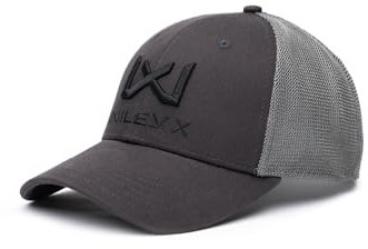Wiley X │ WX Trucker Cap | Grau Baumwolle Grau Mesh | Männer Verstellbar Leichte Atmungsaktiv Flexfit 6-Panel-Kappe | Sonnenmütze | Airsoft Sport Outdoor