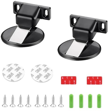 2 Pcs Tope Negro Magnético Puerta metal Resistente Tope de Puerta Magnético Tope de Puerta de Oculto Piso de Acero Inoxidable Viene con Adhesivo y Tornillos Invisible,Adecuado para el hogar