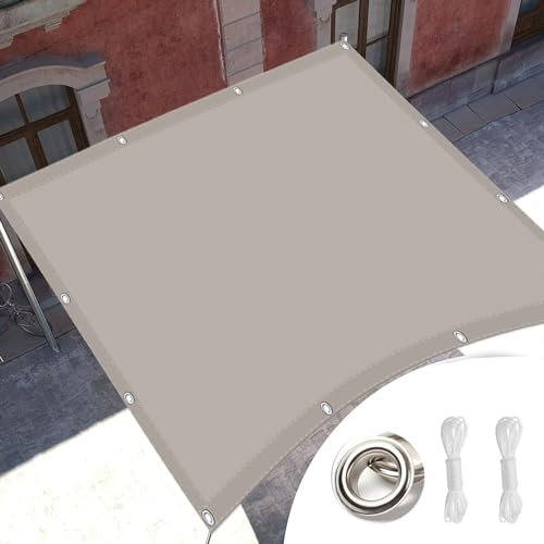 Sonnensegel Sonnenschutz 6 x 7 m Viele Längen Und Breiten Zur Auswahl Sichtschutz Garten mit Kordel für Terrasse, Balkon, Pool, Khaki