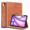 Gexmil Lerder Hülle für iPad Air 13 Zoll M3 2025/ M2 2024 mit Stifhalter,Echt Leder Smart Folio Cover Automatischer Schlaf/Aufwachen,Einstellbarer Ständer,Stoßfest,rutschfest,Braun
