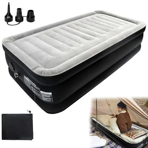 Suusolny Aufblasbare Matratze Luftbett Luftmatratze Selbstaufblasend mit ntegrierter Elektrischer Pumpe Mit Tasche für Camping Heimgebrauch geeignet für 1 Person - 186 x 90 x 43 cm