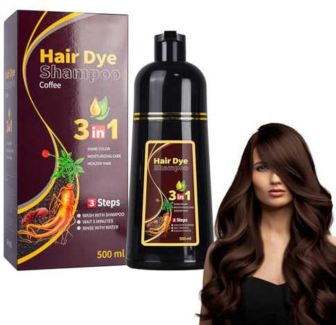 Centella Clean Grgowe Schwarz Haarfärbeshampoo,Instant Hair Shampoo,Natürliche Schwarze Haarfarbe Shampoo 3 In 1,Haarfarbe Shampoo Für Graues Haar,Für Männer & Frauen-Dark brown-500ML
