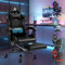ALFORDSON Massage-Gaming-Stuhl, 150° Neigung, ergonomischer Chefsessel, PU-Leder mit Fußstütze, höhenverstellbar, Rennstuhl, 180 kg Tragkraft, Schwarz