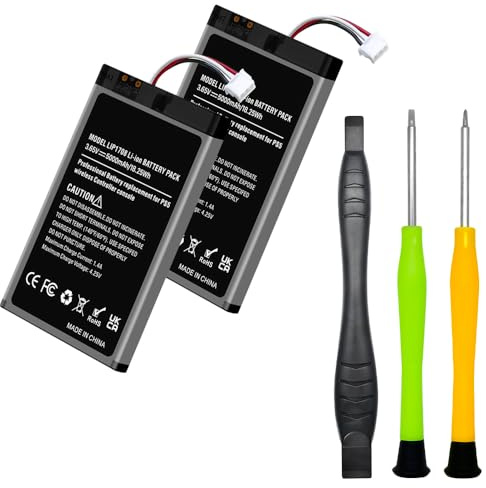 2 Pack (5000mAh) Battery for PS5 Controller, 2026 New 0 Cycle Higher Capacity Rechargeable Battery Replacement for Sony PS5 LIP1708, Playstation 5 DualSense CFI-ZCT1W Wireless Controller with Tool