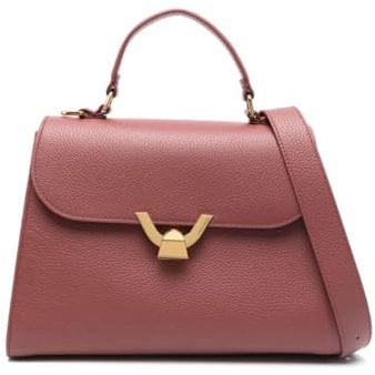 Coccinelle Dew Grained Leather Handbag Brandy