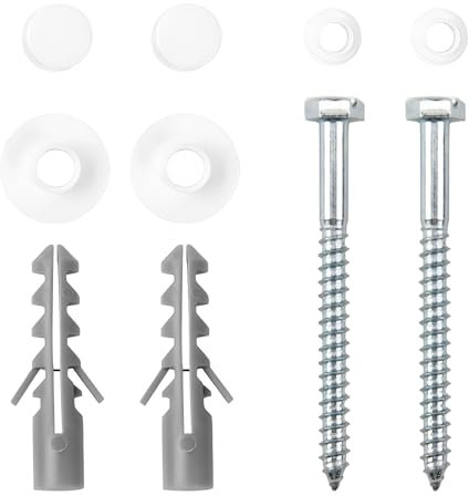 Set di bulloni di ancoraggio per bidet WC, kit di viti di fissaggio per WC, tappo bianco, kit di fissaggio a pavimento con rondelle in plastica, perno di fissaggio per WC, accessori di montaggio M6 x