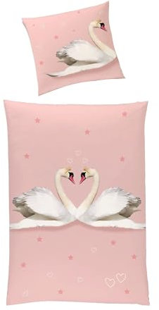 Familando Warme Winterbettwäsche 135x200 80x80 cm Biber Bettwäsche aus 100% Baumwolle mit Reißverschluss · Rosa Mädchenbettwäsche Partnerbettwäsche Set (2-teilig)