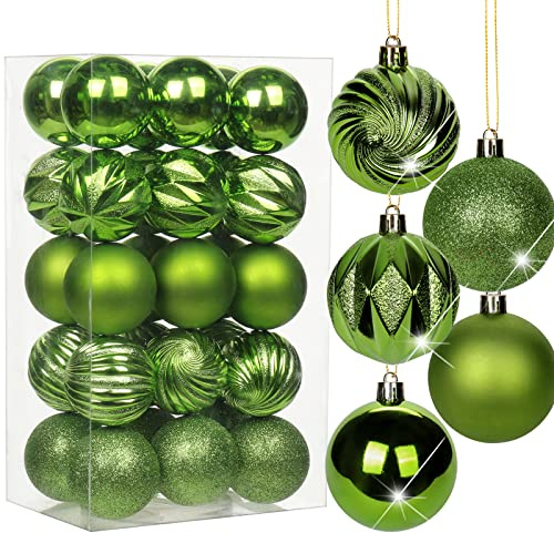 30er-Set 6cm Christbaumkugeln Set Weihnachtsbaumkugeln Kunststoff | Weihnachtsbaumschmuck mit Aufhängeöse Weihnachtsbaumschmuck für Hochzeit, Feiertage, Party, Weihnachten, Heimdekoration
